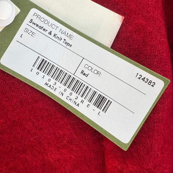 Lilysilk Brushed Cashmere V-Neck Pullover Sweater Long Sleeve Red Size L NWT - Picture 10 of 13